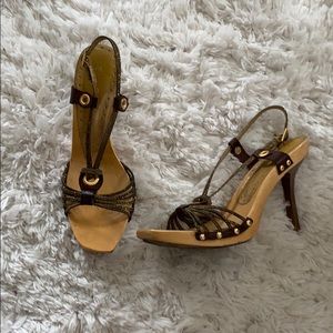 Wood brown glitter sandals